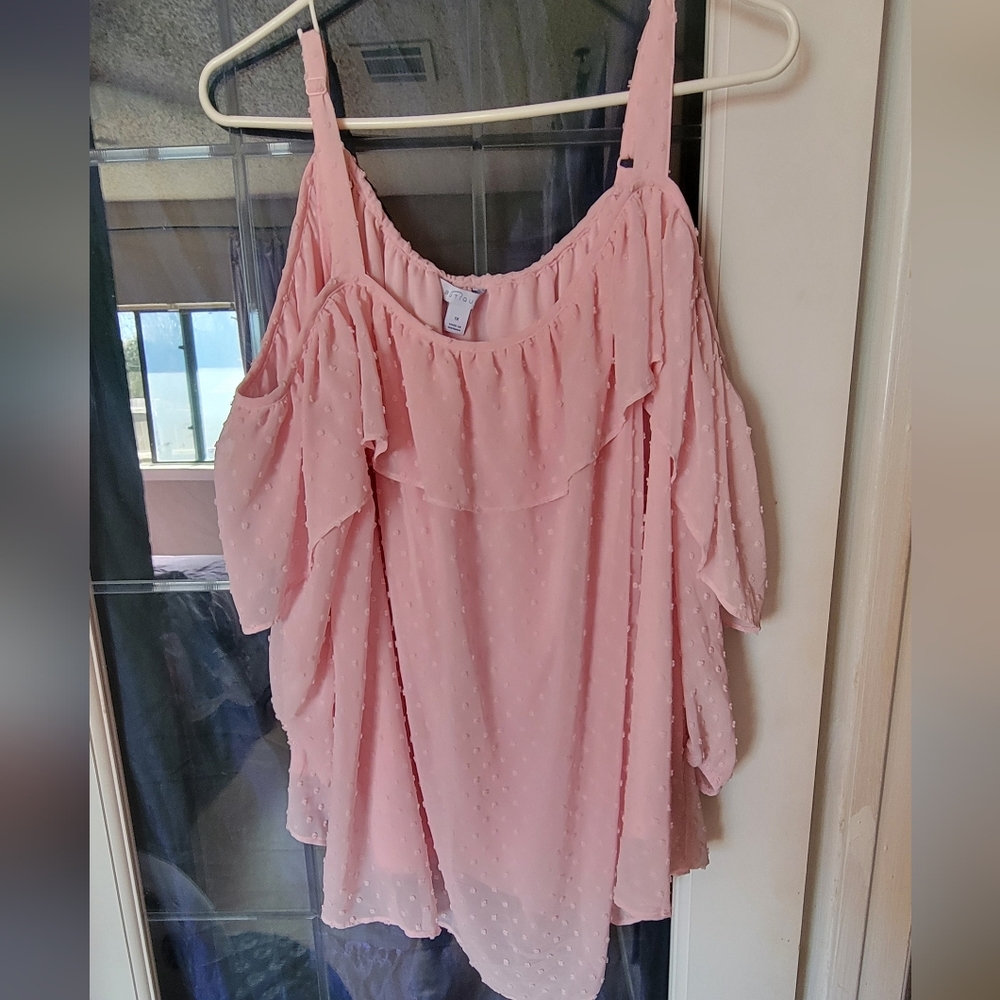 Women's Pink Ruffle Top - Picture 2 of 9